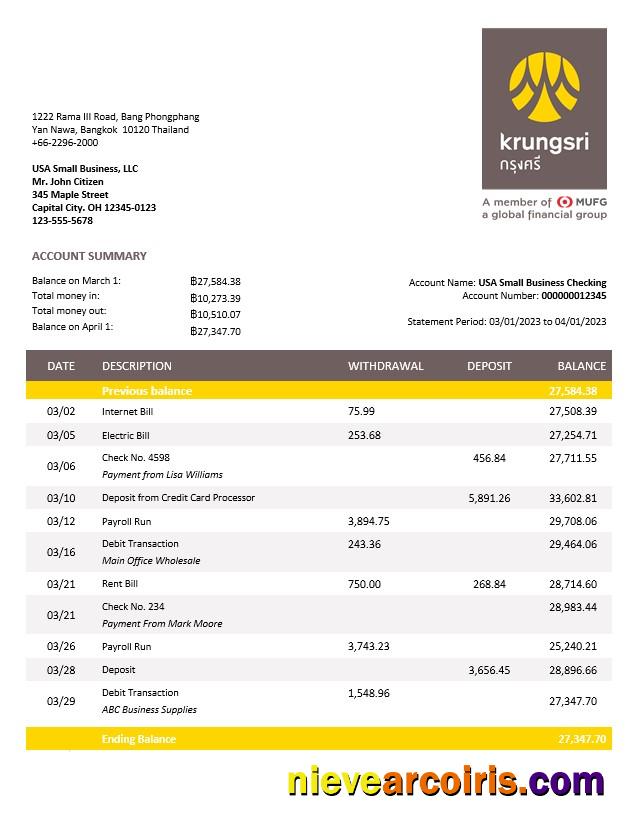 Krungsri-Bank of Ayudha business statement